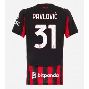 Billige Fotballdrakt AC Milan Strahinja Pavlovic #31 Replika Hjemmedrakt Dame 2025-26 Kortermet